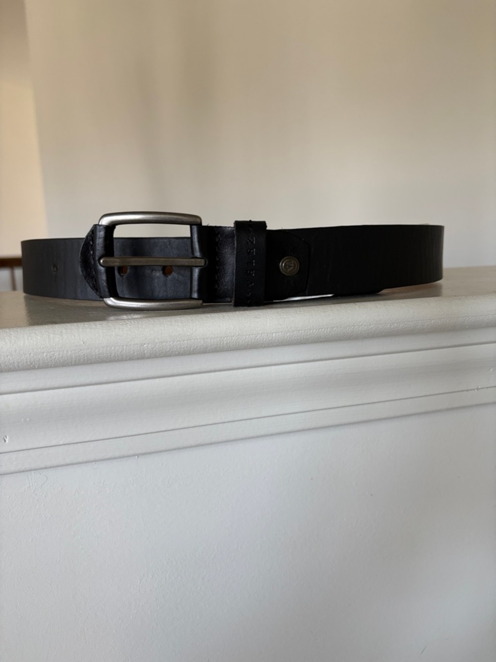 Vélez Black Leather Belt with Silver Buckle; NWT